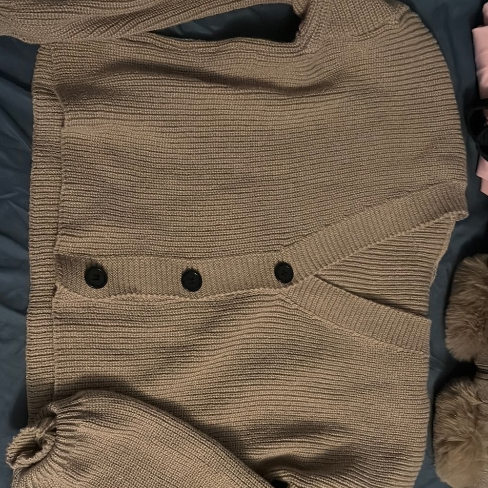 Cozy Tan Button-Up Cardigan